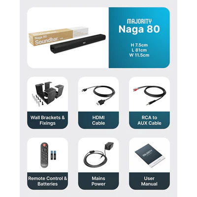 Majority Naga 80 2.1 Bluetooth Soundbar 140w | 1000003047 - Image 6