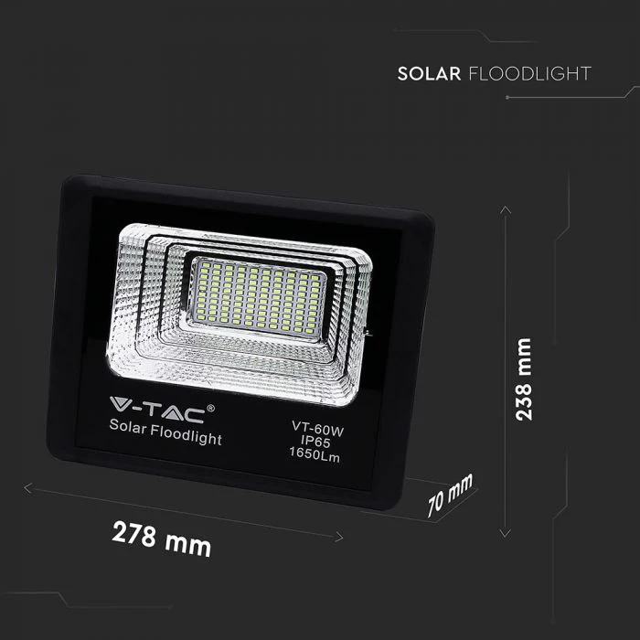 V-TAC VT-60W 20W Solar Panel with LED Floodlight 4000K | 8575 - Image 5