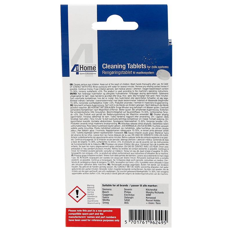 4 Your Home Universal Coffee Machine Cleaning Tablets for Milk Systems (Pack Of 6) | CLN021 - Image 4