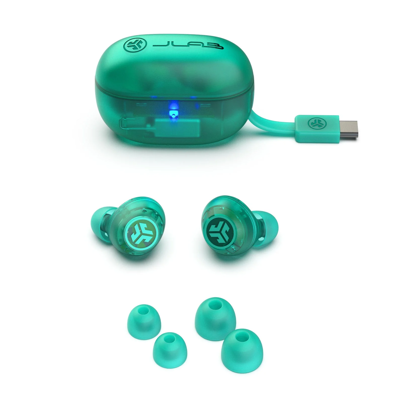 JLab Go Pop ANC True Wireless Earbuds - Transparent Teal | IEUEBGOANCRTRAT - Image 6