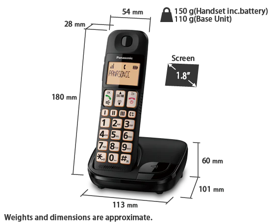 Panasonic Single Digital Cordless Phone with Hearing Aid Compatibility | KXTGE110EB - Image 5