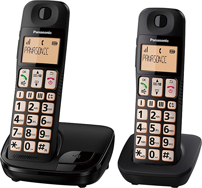 Panasonic Big Button DECT Cordless Telephone (Twin Handset Pack) - Black | KX-TGE112 - Image 2