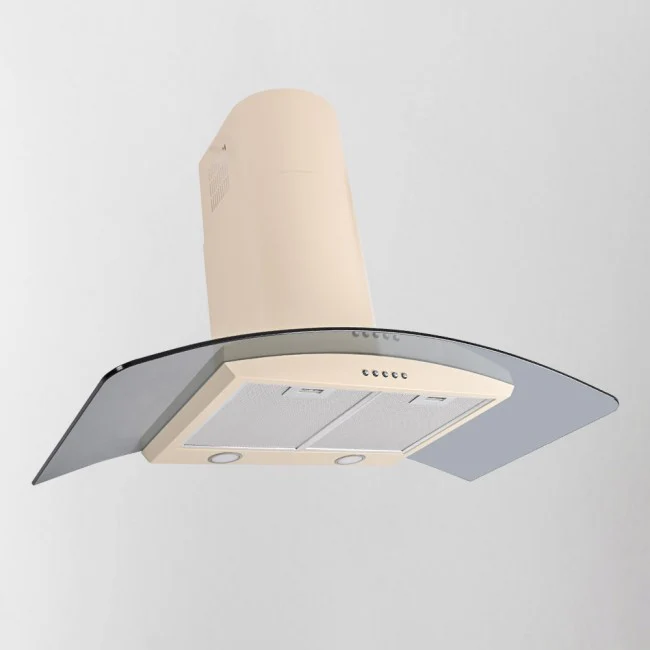 LUXAIR 110cm Premium Curved Glass Cooker Hood in Gloss Ivory/Cream || LA-110-CVD-IV - Image 2