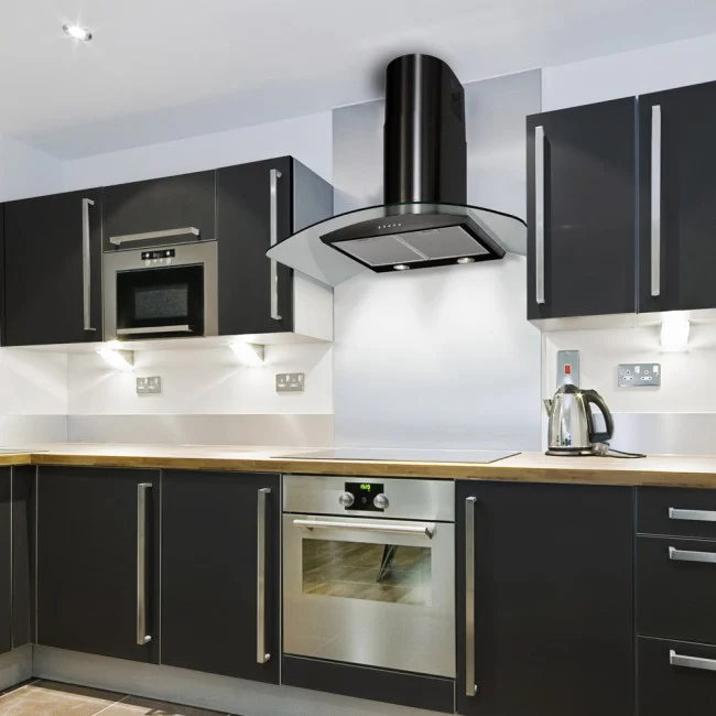 LUXAIR 80cm Premium Curved Glass Hood in Matt Black || LA-80-CVD-BLK - Image 6