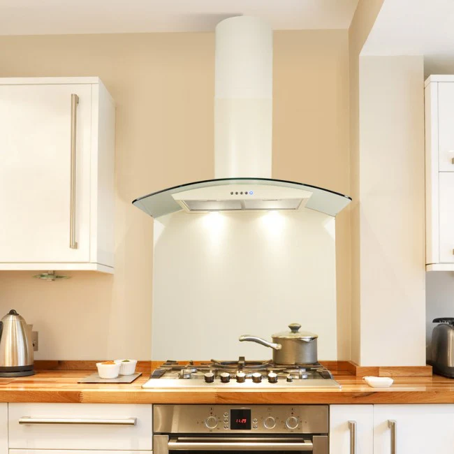 LUXAIR 90cm Premium Curved Glass Cooker Hood in Gloss Ivory/Cream || LA-90-CVD-GL-IV - Image 7