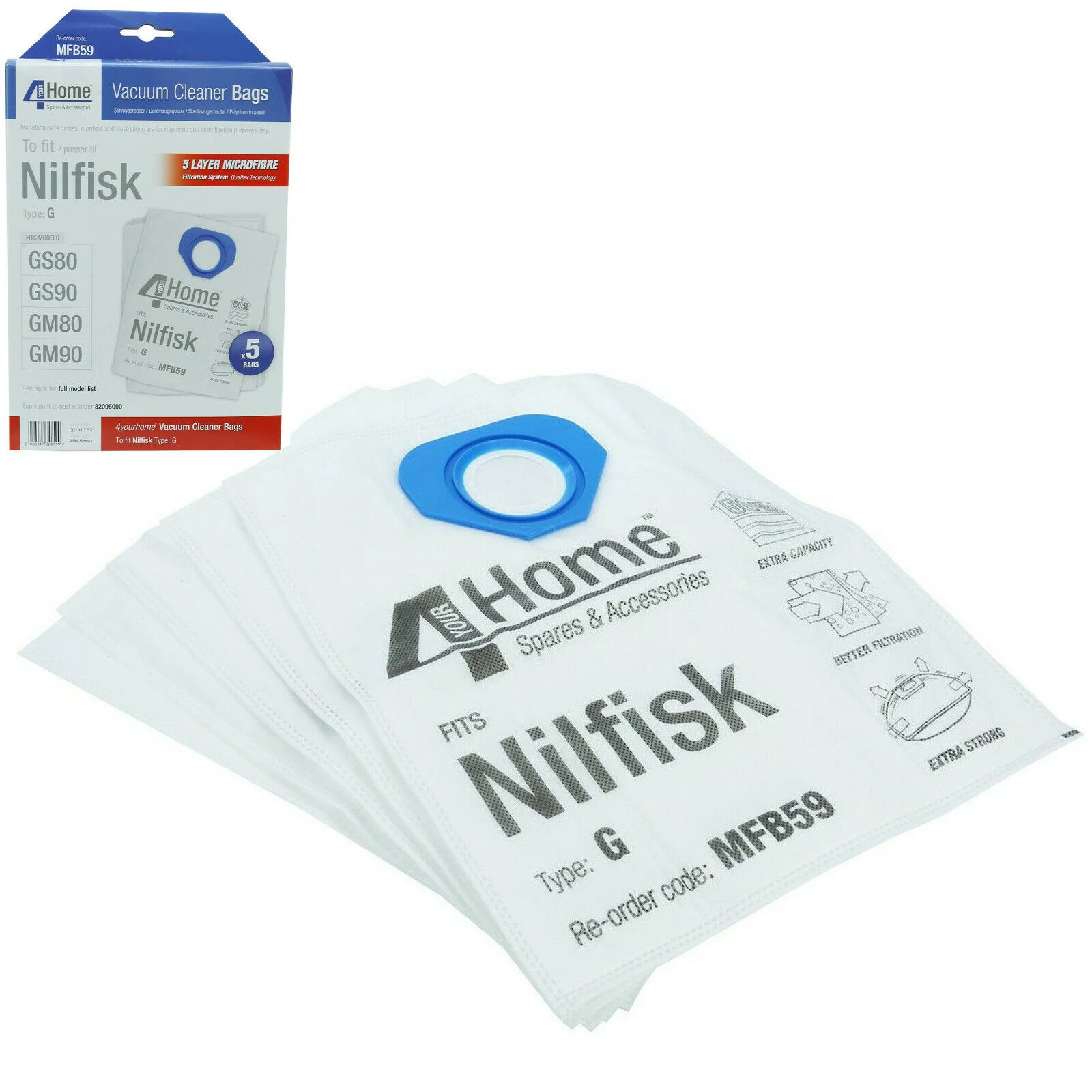 4 YOUR HOME Nilfisk Vacuum Bags Fits GM80 GS80 GM90 GS90 GA70 Cloth Dust Bags || MFB59 - Image 3
