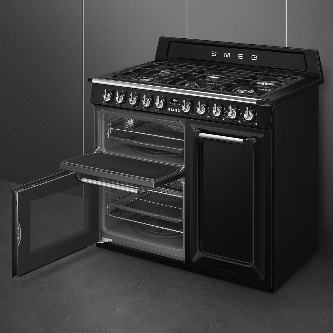 Smeg 100x60 cm Victoria Dual fuel Cooker with Gas Hob - Black | SMG TR103BL - Image 5