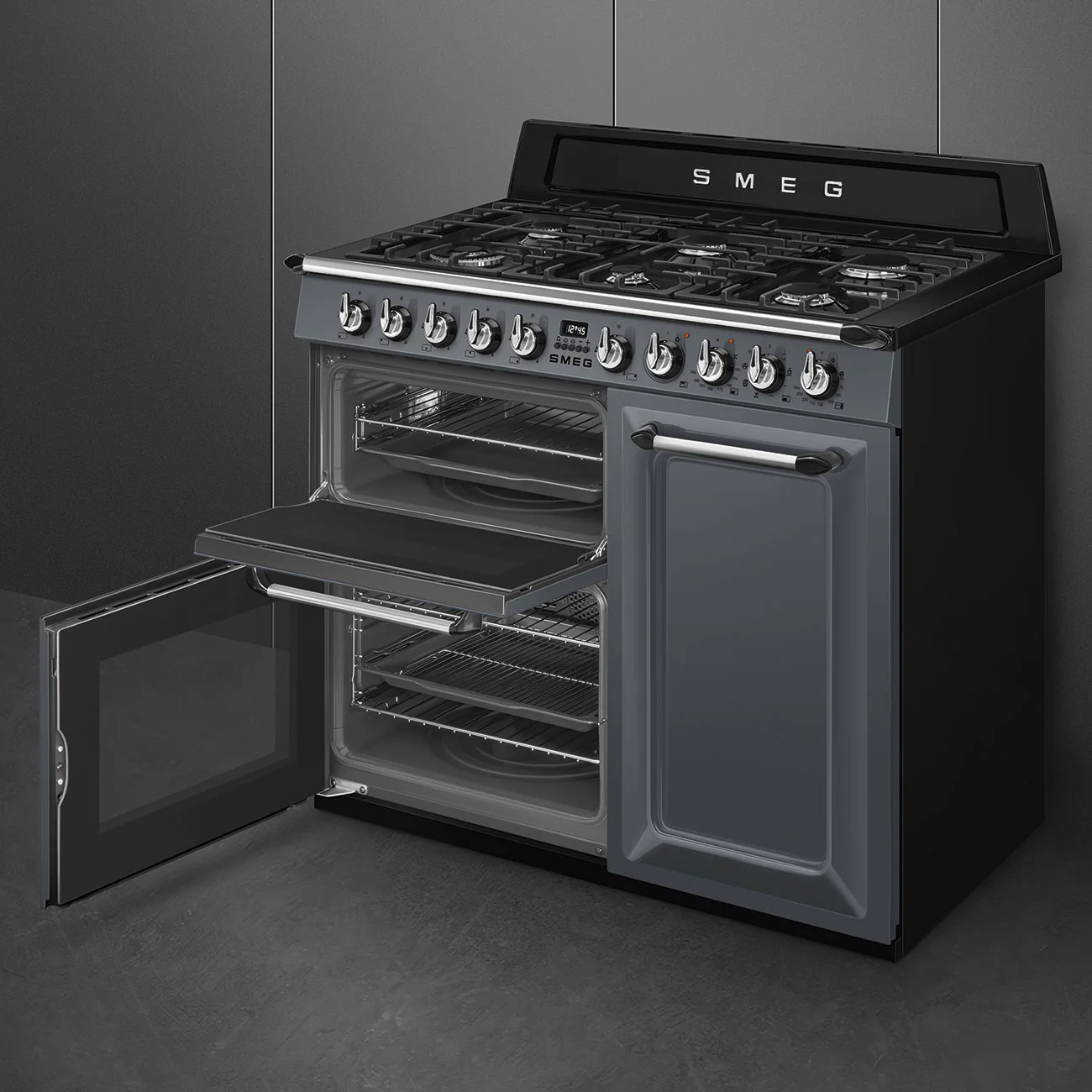 Smeg 100x60 cm Victoria Dual fuel Cooker with Gas Hob - Slate Grey | SMG TR103GR - Image 5