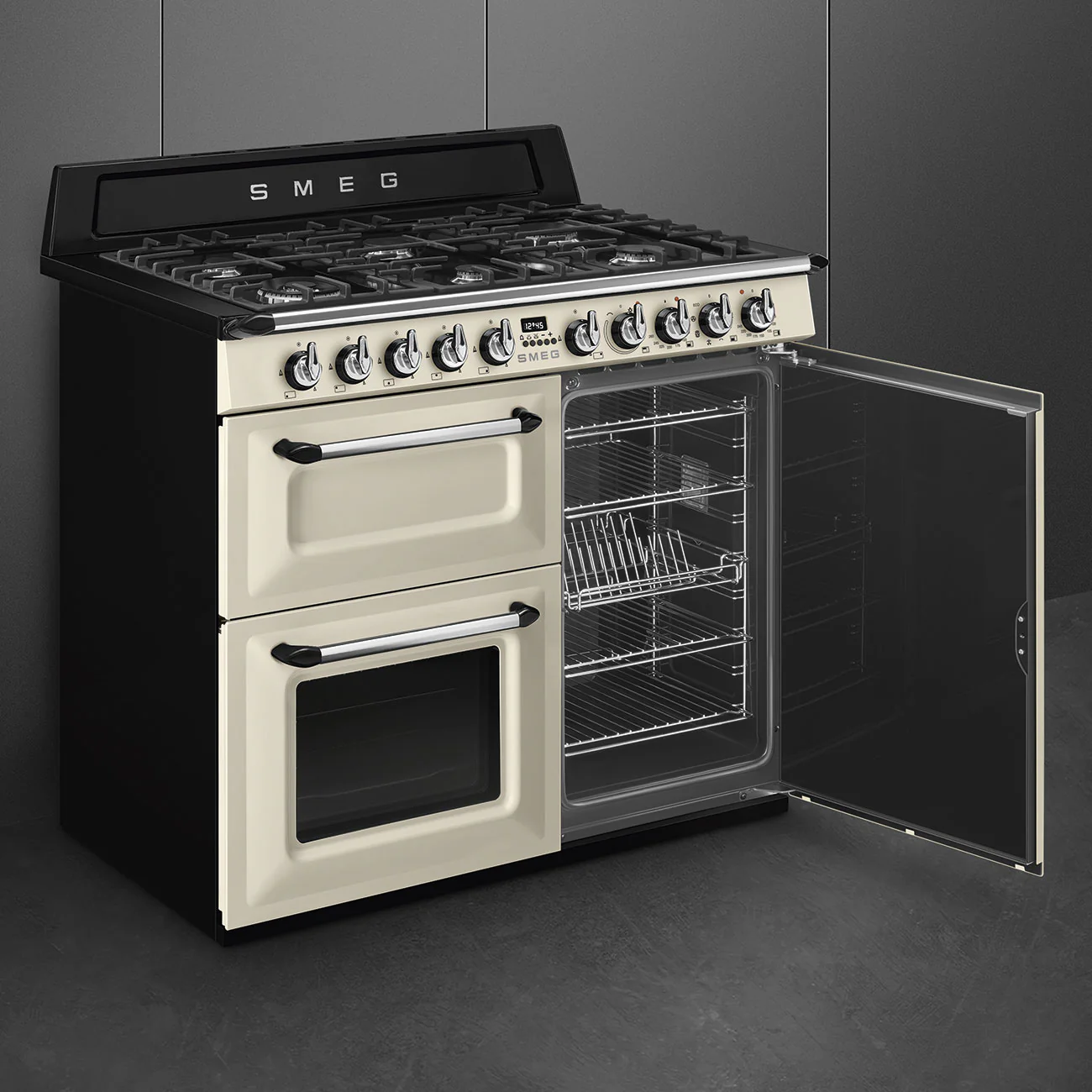 Smeg 100x60 cm Victoria Dual fuel Cooker with Gas Hob - Cream | SMG TR103P - Image 4