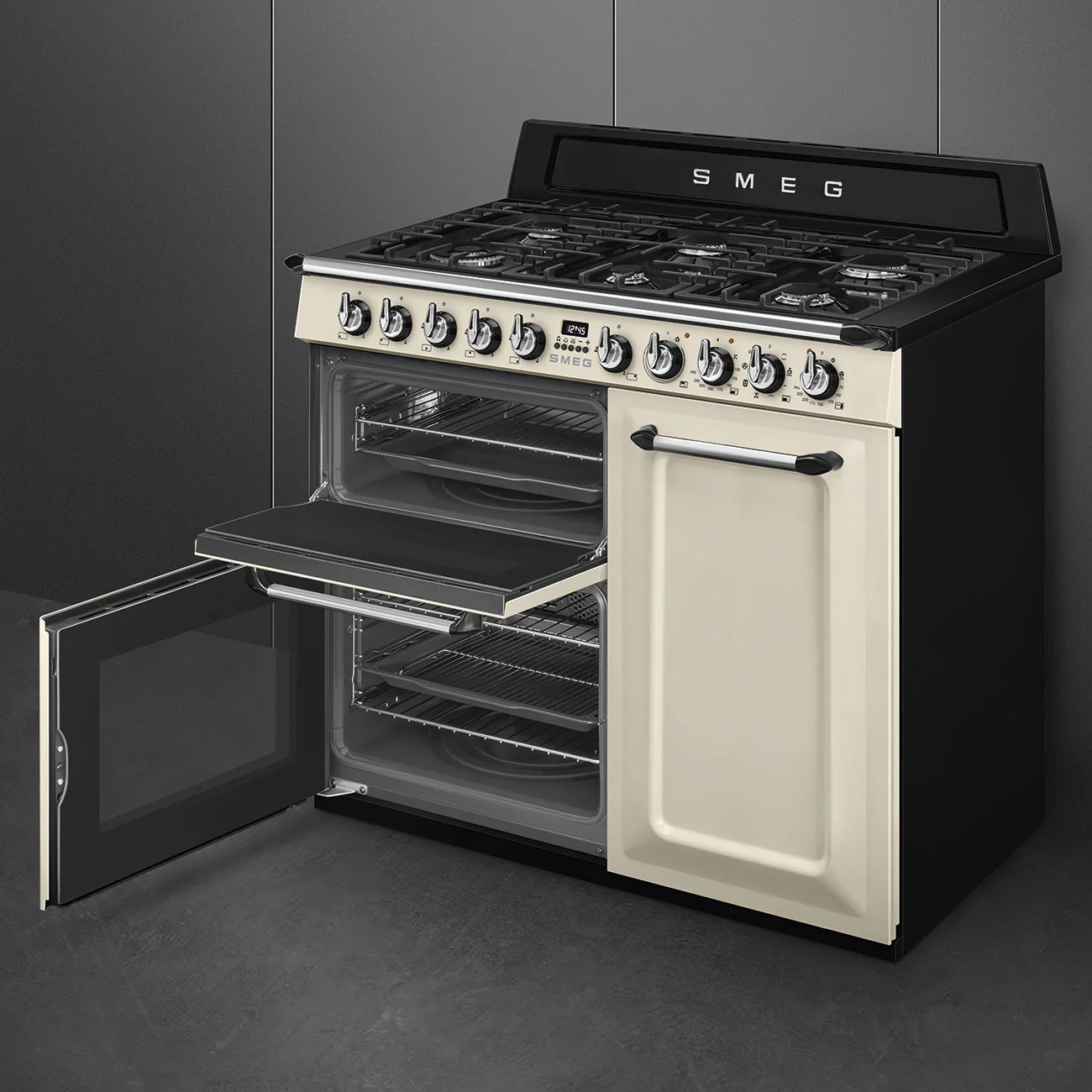 Smeg 100x60 cm Victoria Dual fuel Cooker with Gas Hob - Cream | SMG TR103P - Image 5