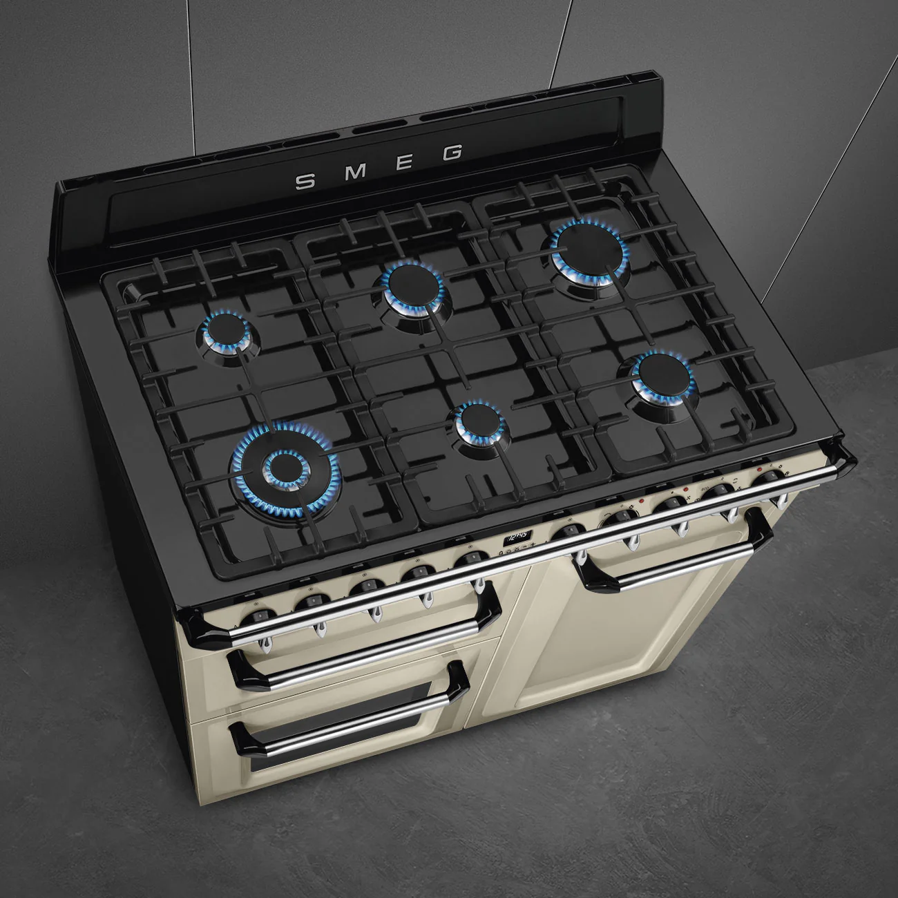 Smeg 100x60 cm Victoria Dual fuel Cooker with Gas Hob - Cream | SMG TR103P - Image 6
