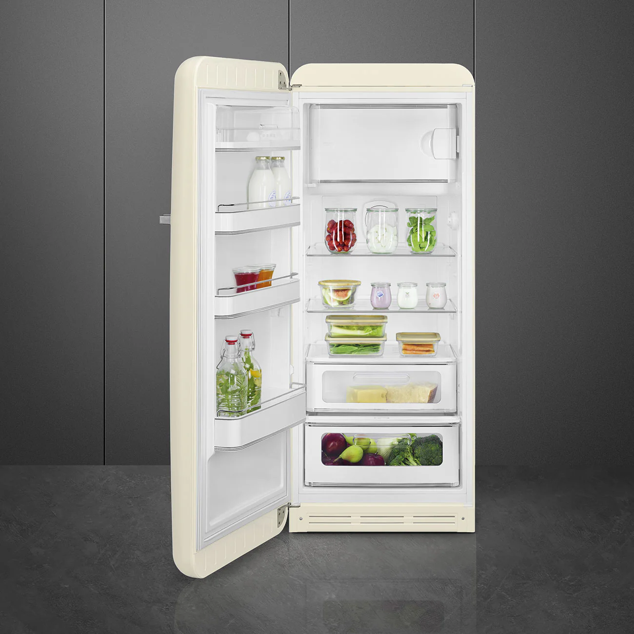 Smeg 60cm Retro Style Fridge With Icebox (6), Left Hand Hinged - Cream | SMG FAB28LCR6UK - Image 5
