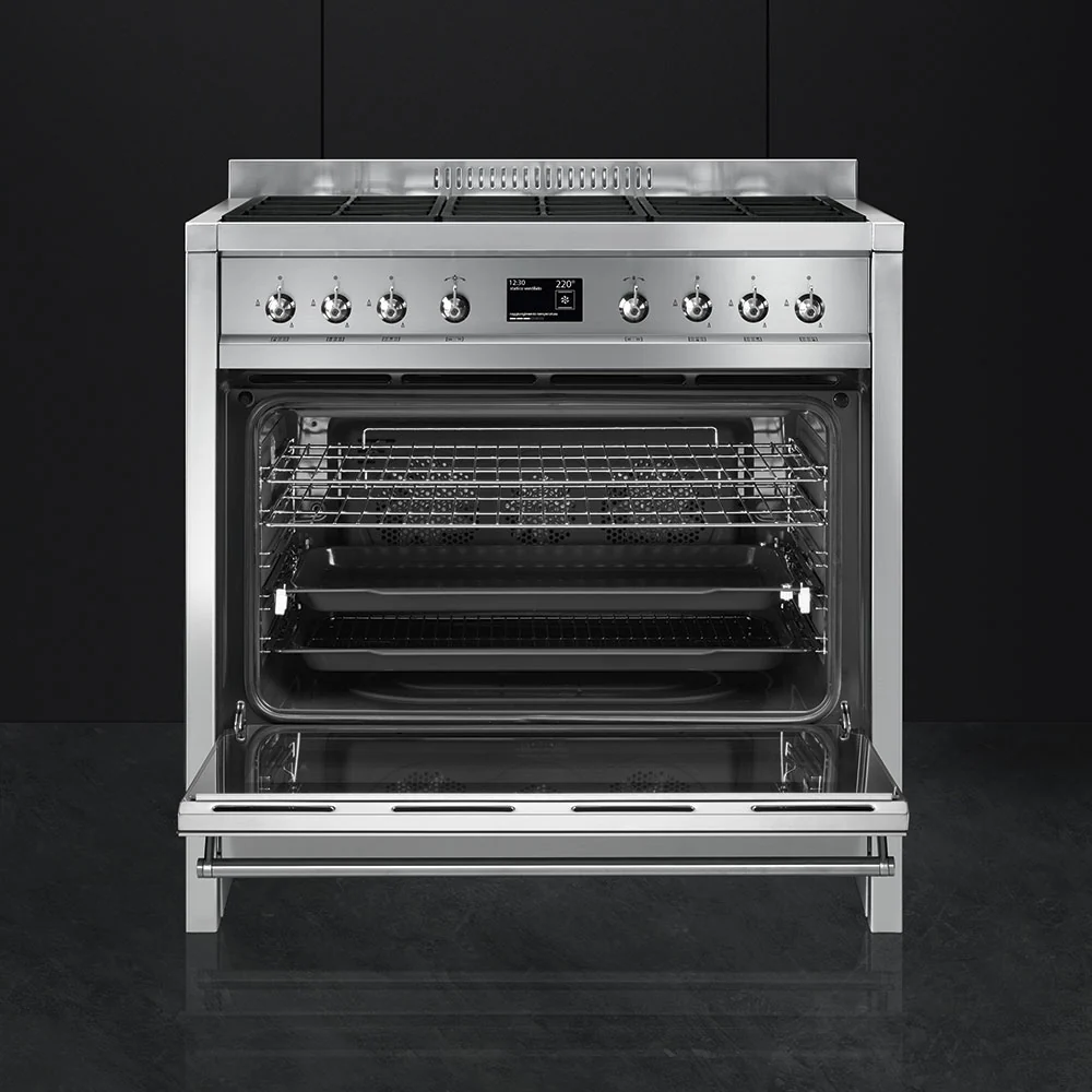Smeg 90x60 cm Opera Dual fuel Cooker with Gas Hob - Stainless steel | SMG A1-9 - Image 4