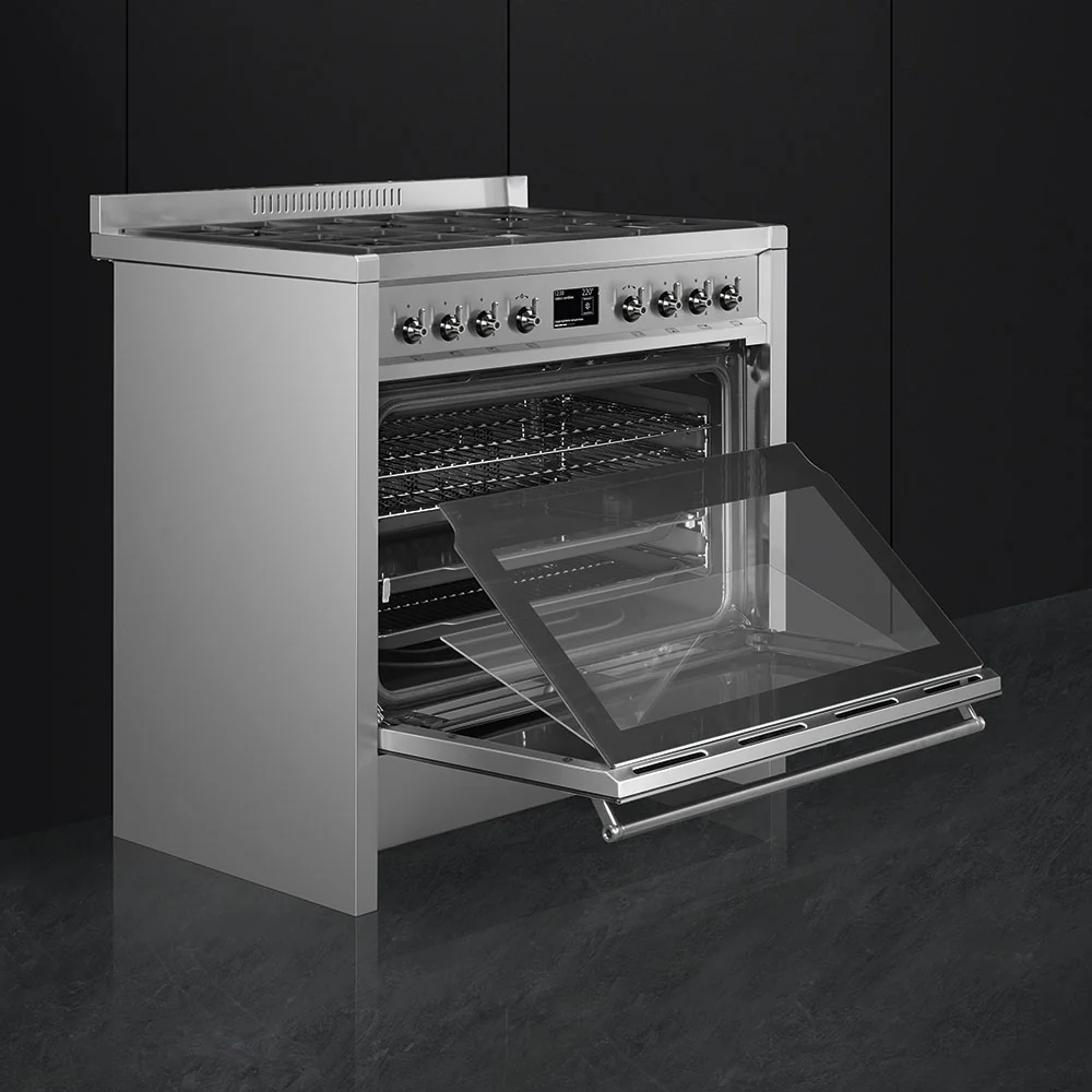 Smeg 90x60 cm Opera Dual fuel Cooker with Gas Hob - Stainless steel | SMG A1-9 - Image 7