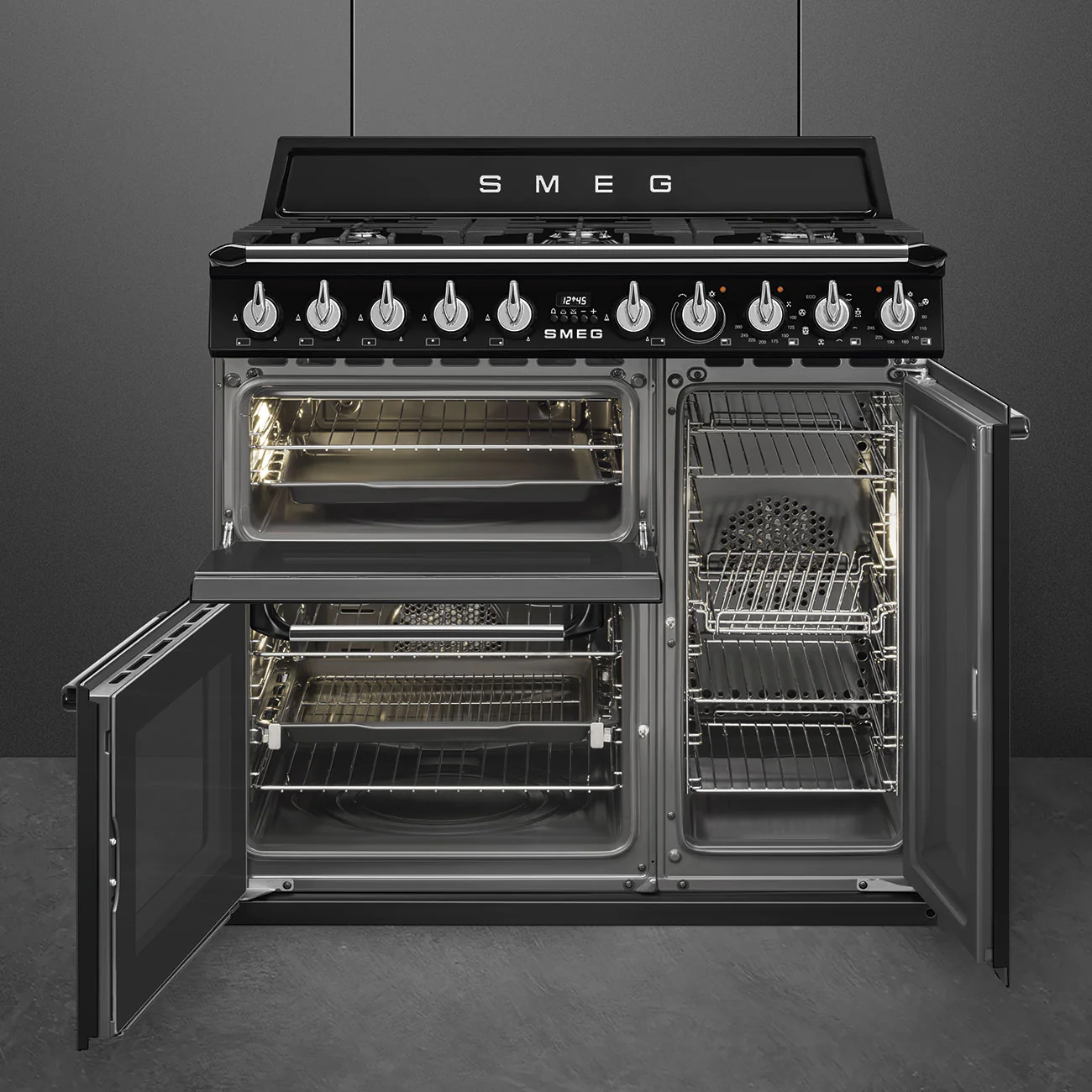 Smeg 90x60 cm Victoria Dual fuel Cooker with Gas Hob - Black | SMG TR93BL - Image 2