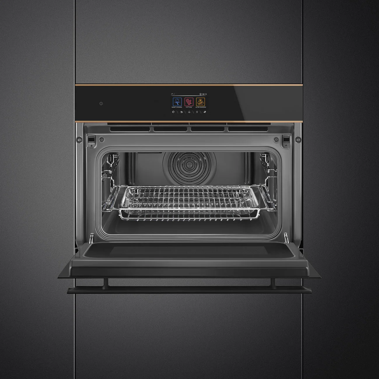 Smeg Dolce Stil Novo 45cm Compact Built-In Oven & Speedwave Microwave - Black | SMG SO4604M2PNR - Image 2