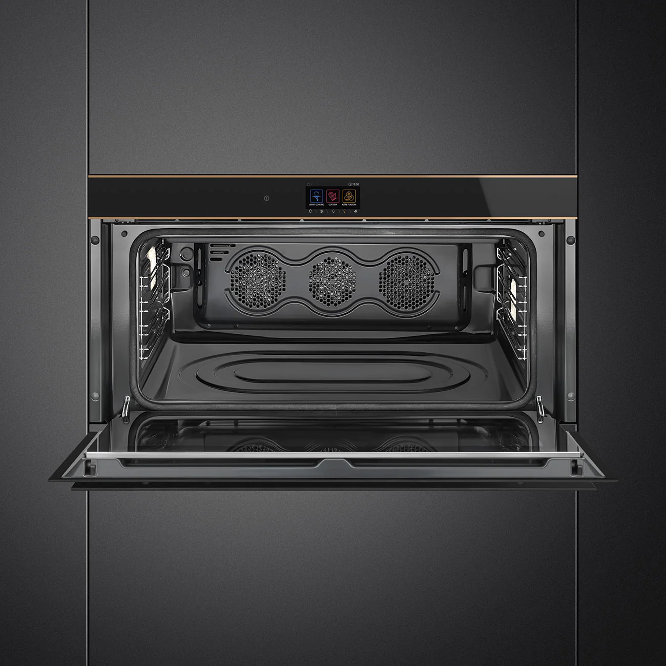 Smeg Dolce Stil Novo Built-In 90cm (Reduced-Height) Pyrolytic Self Cleaning Single Oven - Black | SMG SFPR9604TNR - Image 4