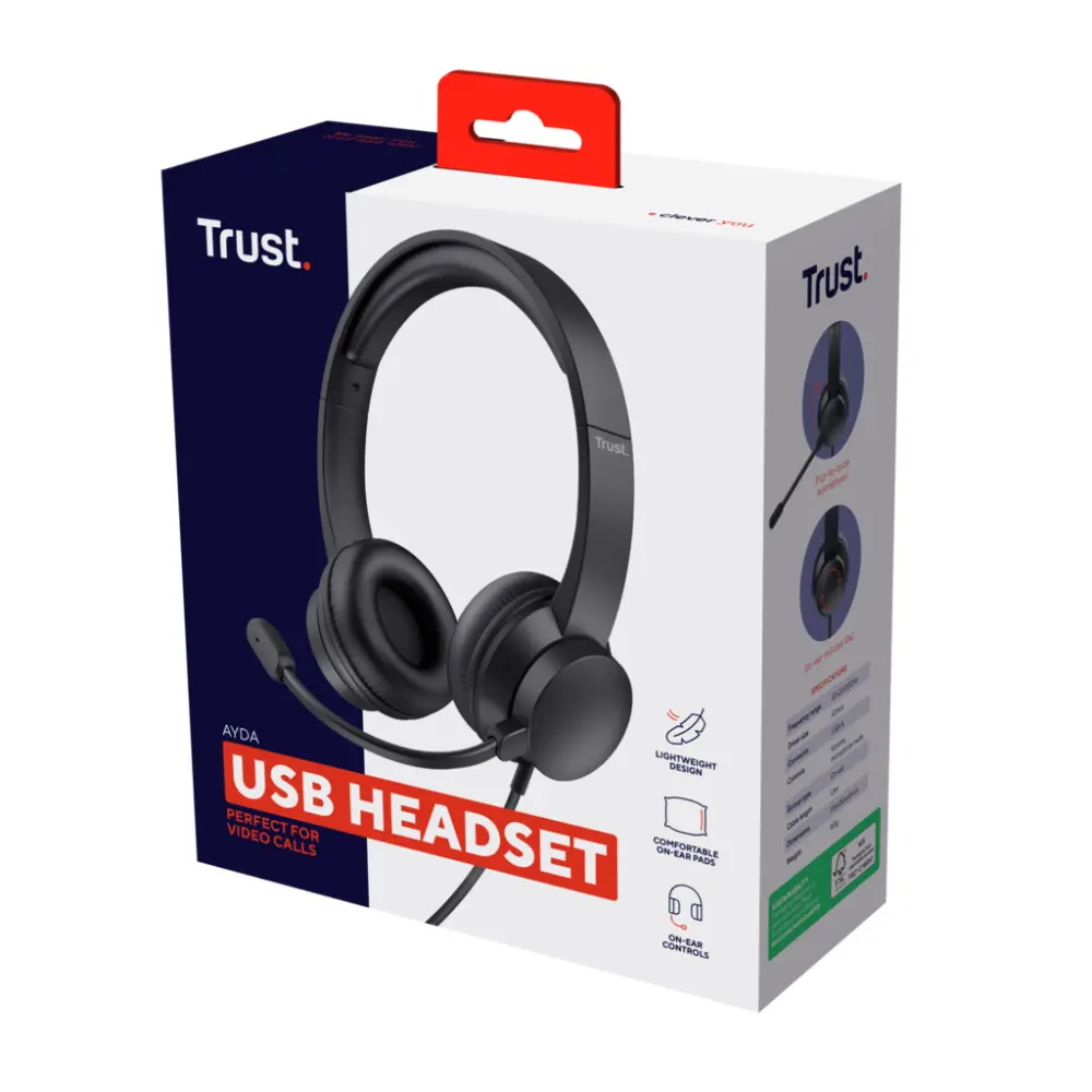Trust Ayda USB PC headset - Black | T25088 - Image 5